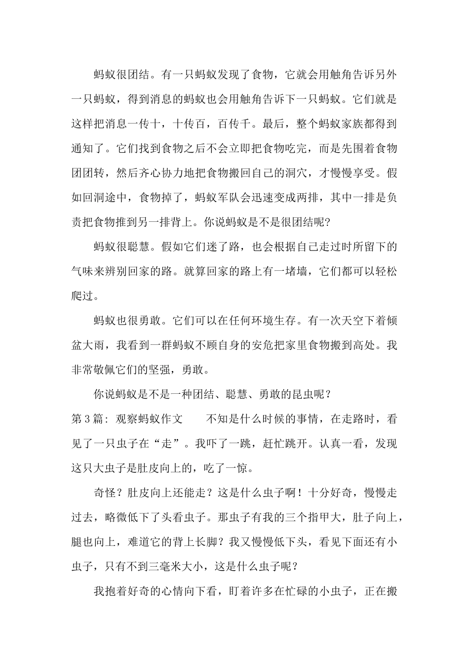 观察蚂蚁作文范文十八篇_第2页