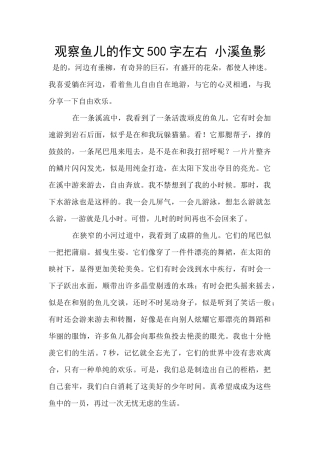 观察鱼儿的作文500字左右