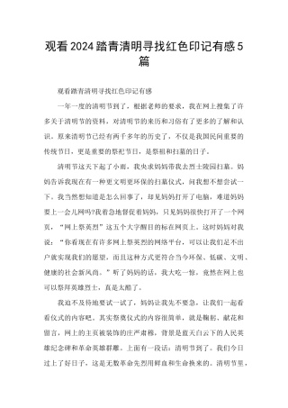 观看2024踏青清明寻找红色印记有感5篇