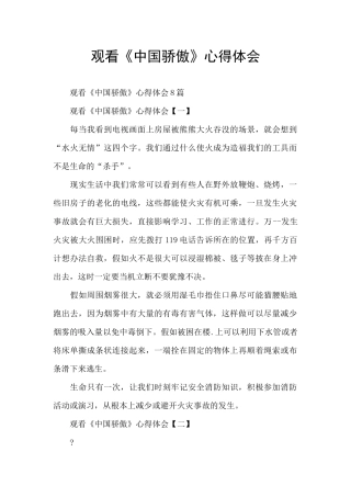 观看《中国骄傲》心得体会