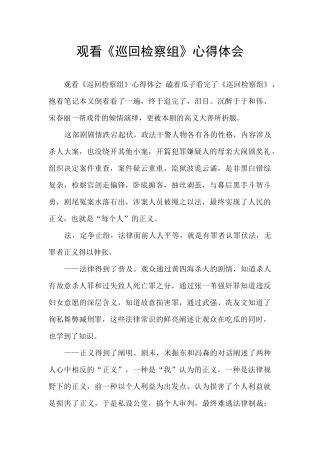 观看《巡回检察组》心得体会