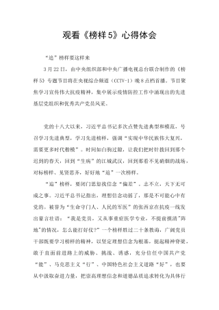 观看《榜样5》心得体会