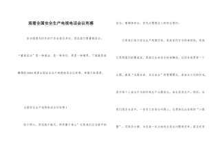 观看全国安全生产电视电话会议有感