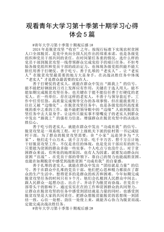 观看青年大学习第十季第十期学习心得体会5篇