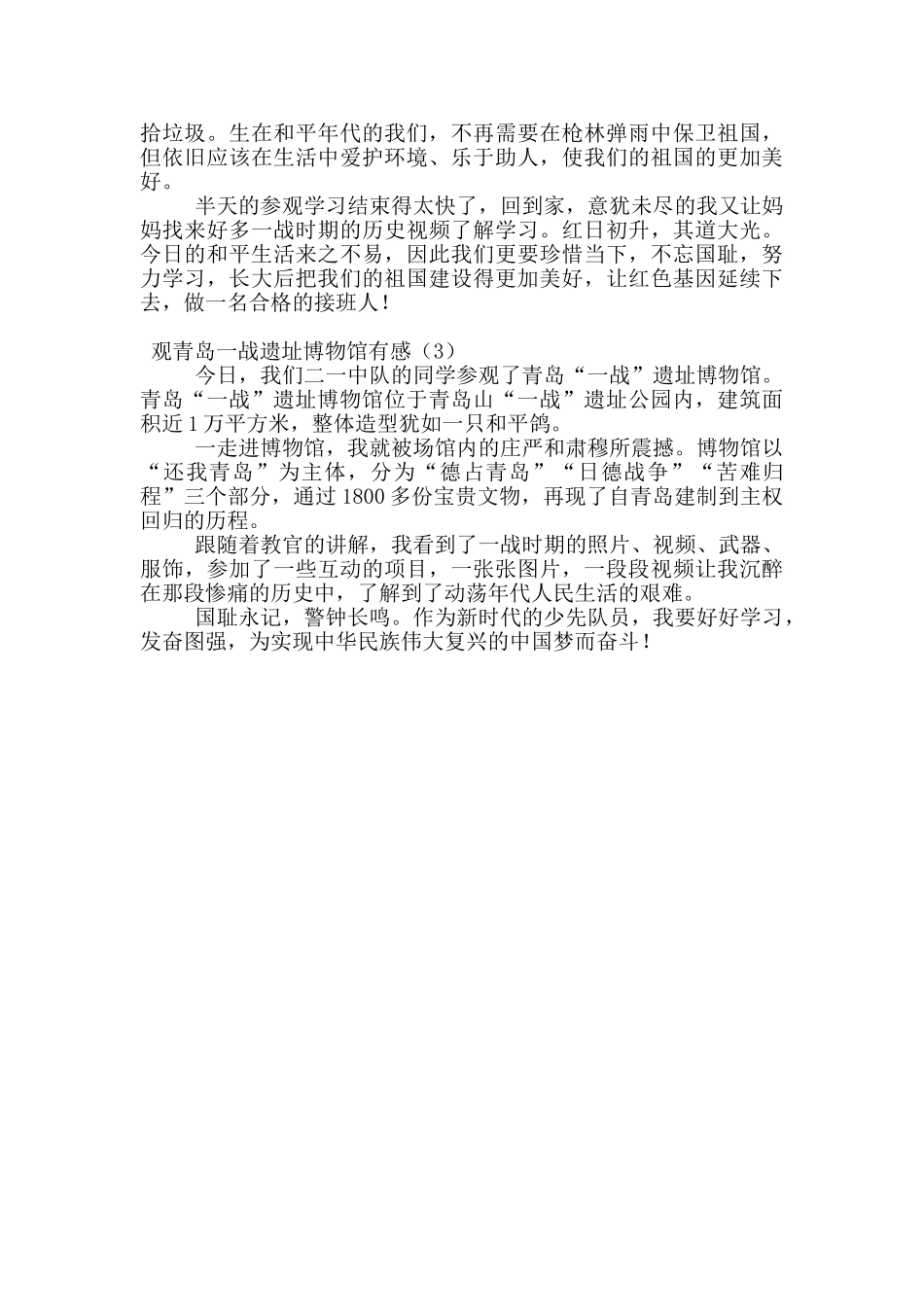 观青岛一战遗址博物馆有感_第2页