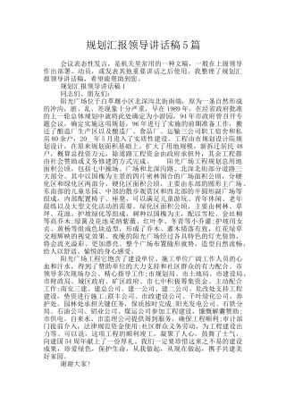 规划汇报领导讲话稿5篇