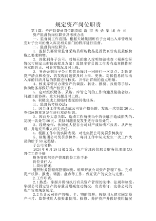 规定资产岗位职责