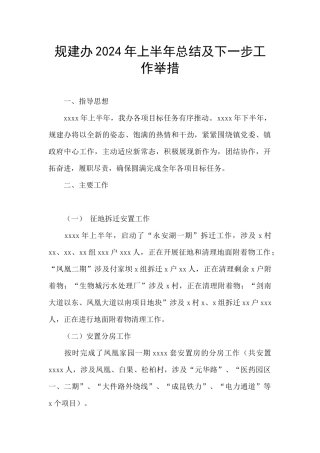 规建办2024年上半年总结及下一步工作举措