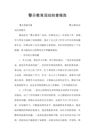 警示教育活动自查报告