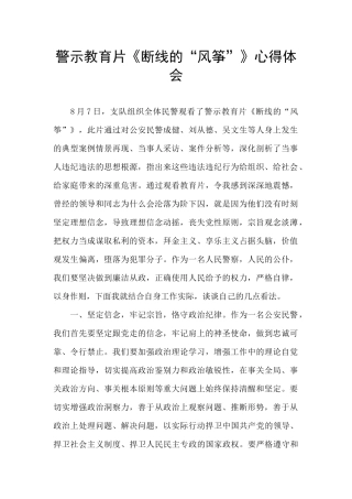 警示教育片《断线的“风筝”》心得体会