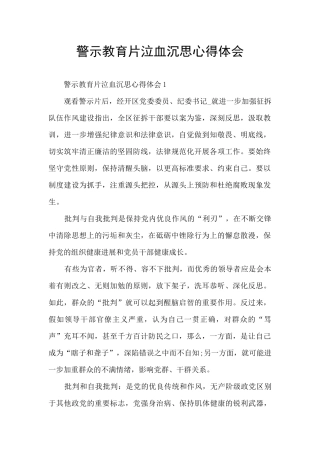 警示教育片泣血沉思心得体会