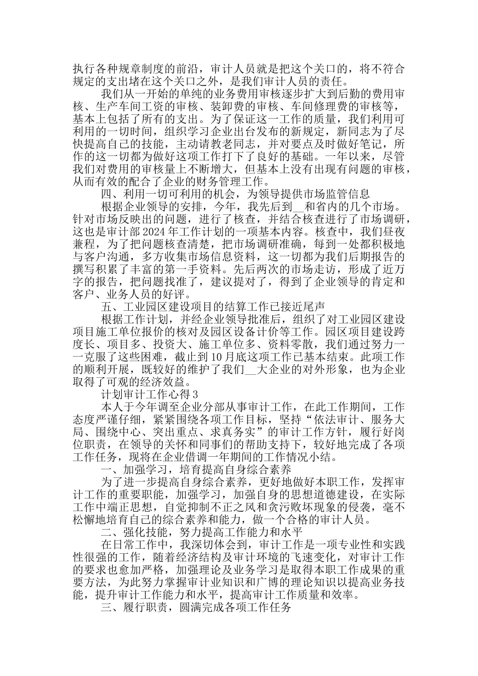 计划审计工作心得_第3页