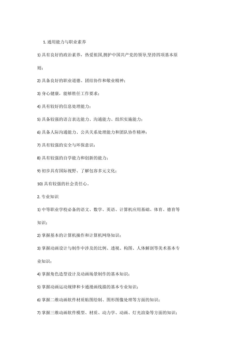 计算机动漫与游戏制作专业人才培养方案_第2页