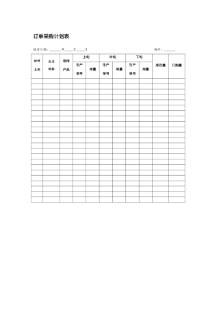 订单采购计划表