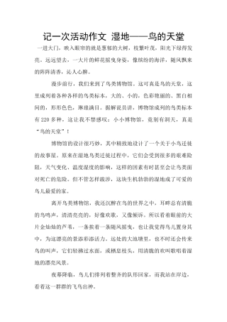 记一次活动作文
