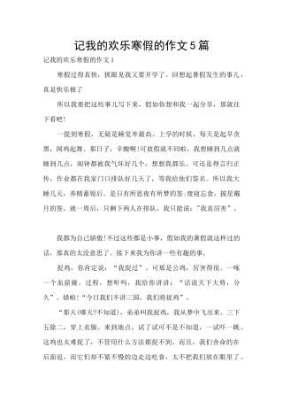 记我的快乐寒假的作文5篇