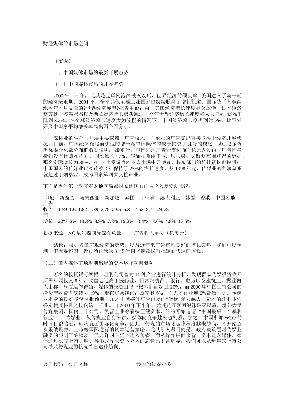 论财经媒体的市场空间_第1页