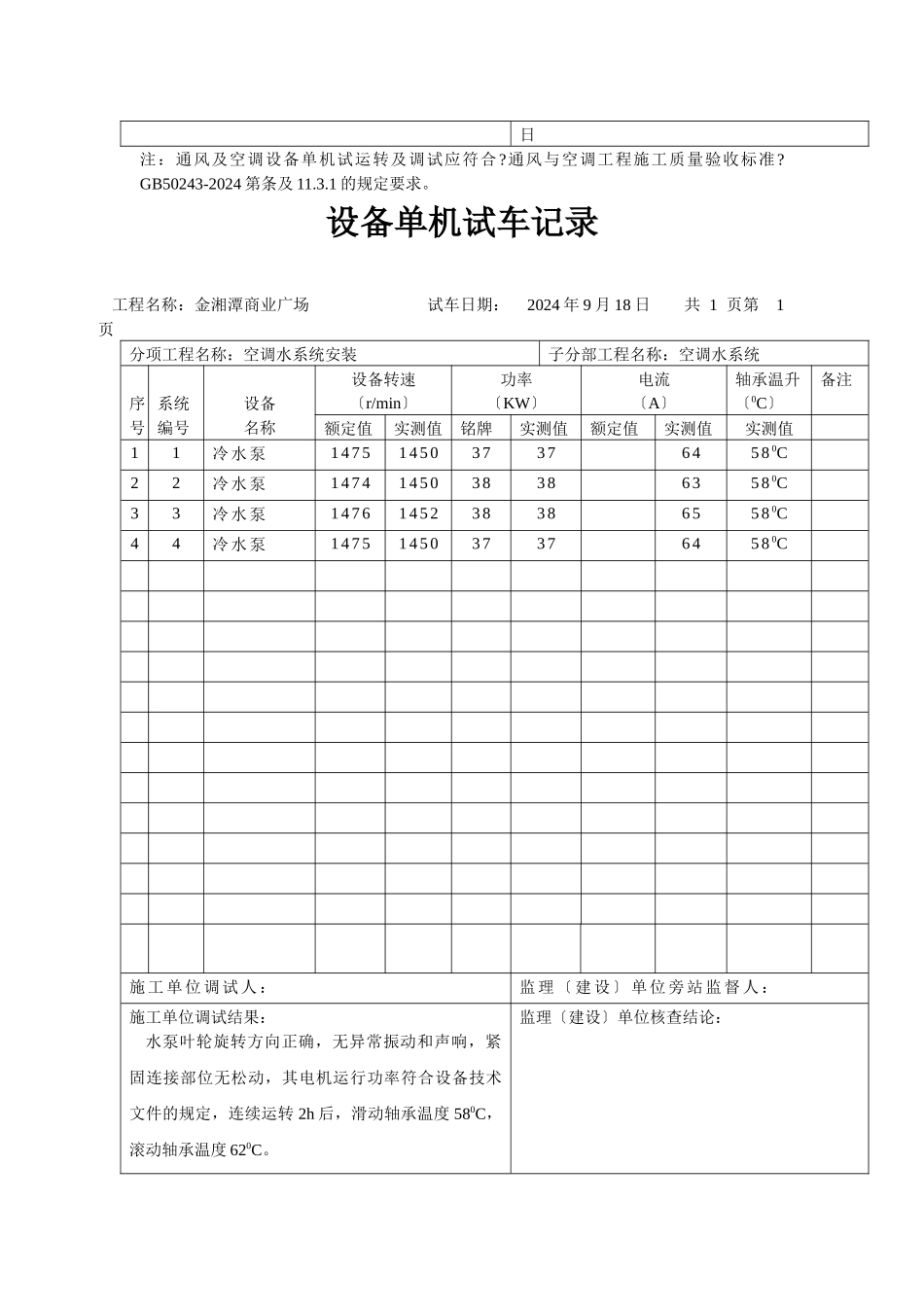 设备单机试车记录表_第2页