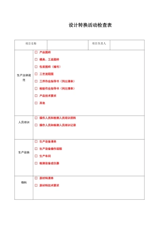 设计转换活动检查表
