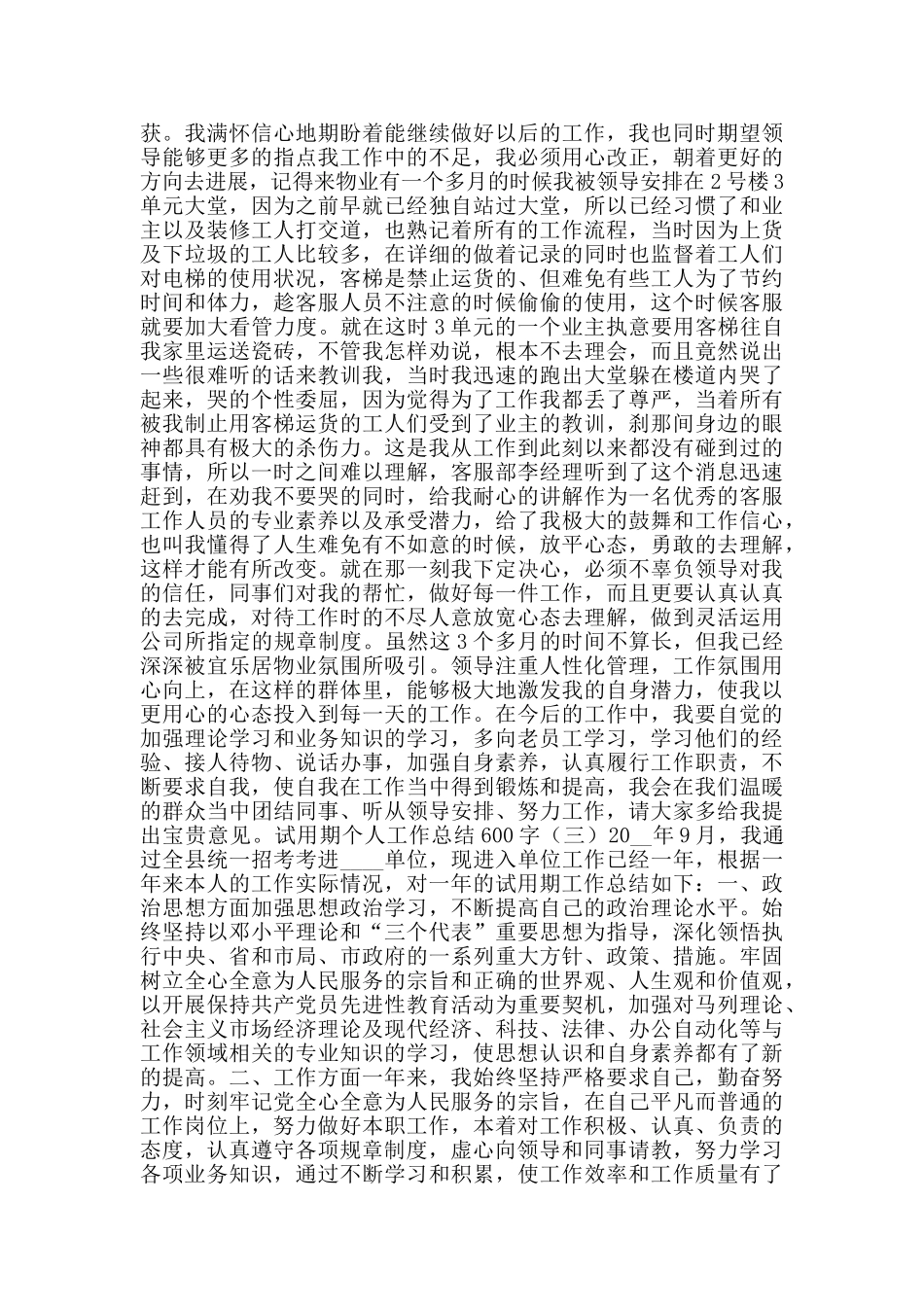 试用期个人工作总结600字_第2页