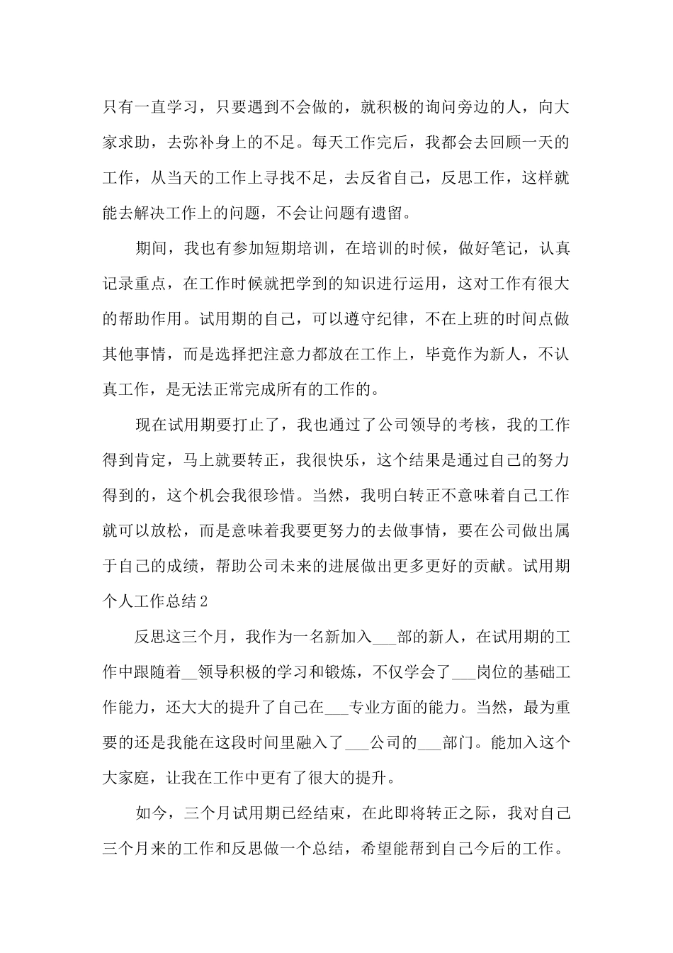 试用期个人工作总结简短_第2页