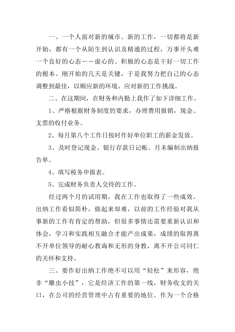 试用期出纳工作总结3篇_第3页