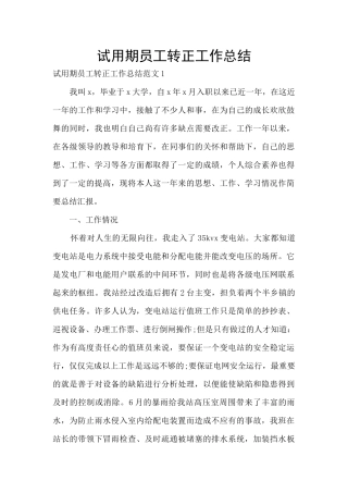 试用期员工转正工作总结