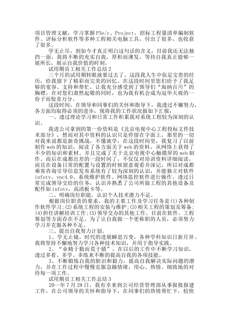 试用期员工相关工作总结_第2页