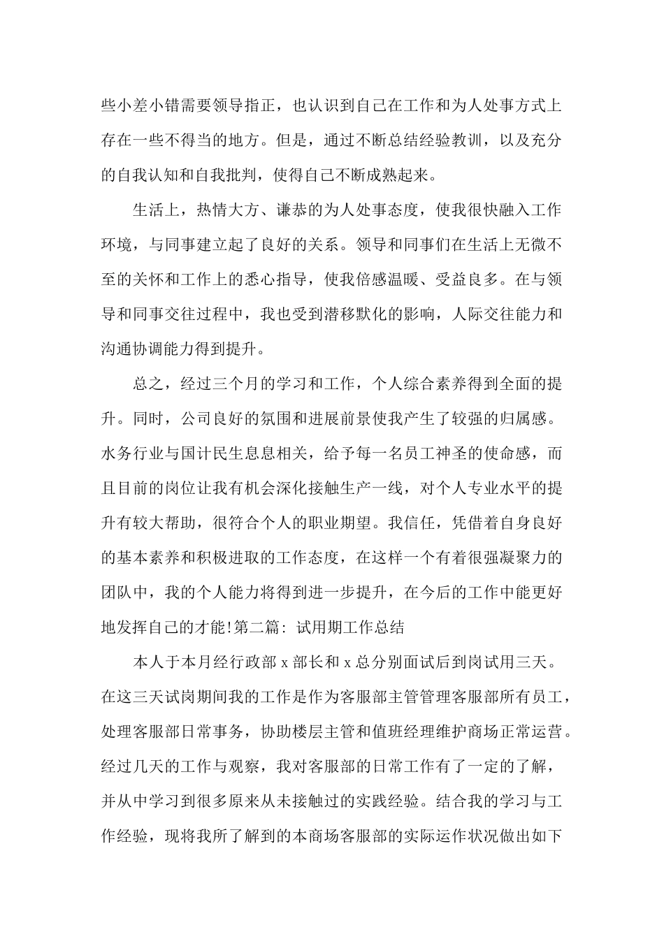 试用期工作总结_第2页