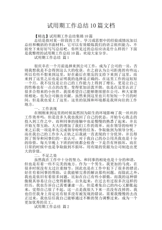 试用期工作总结10篇文档
