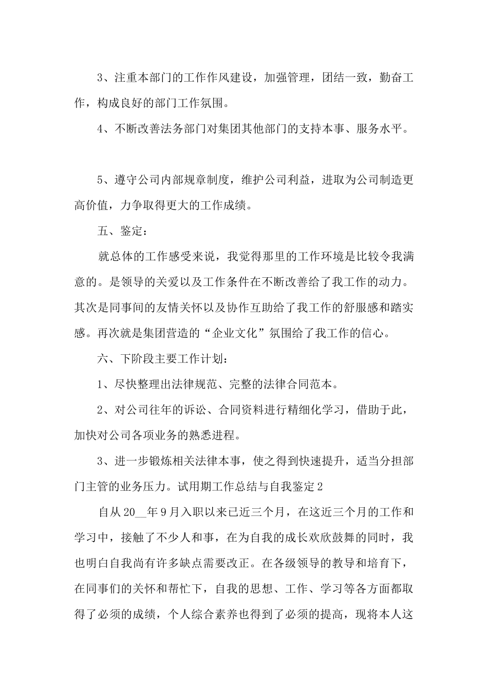 试用期工作总结与自我鉴定范本多篇_第3页