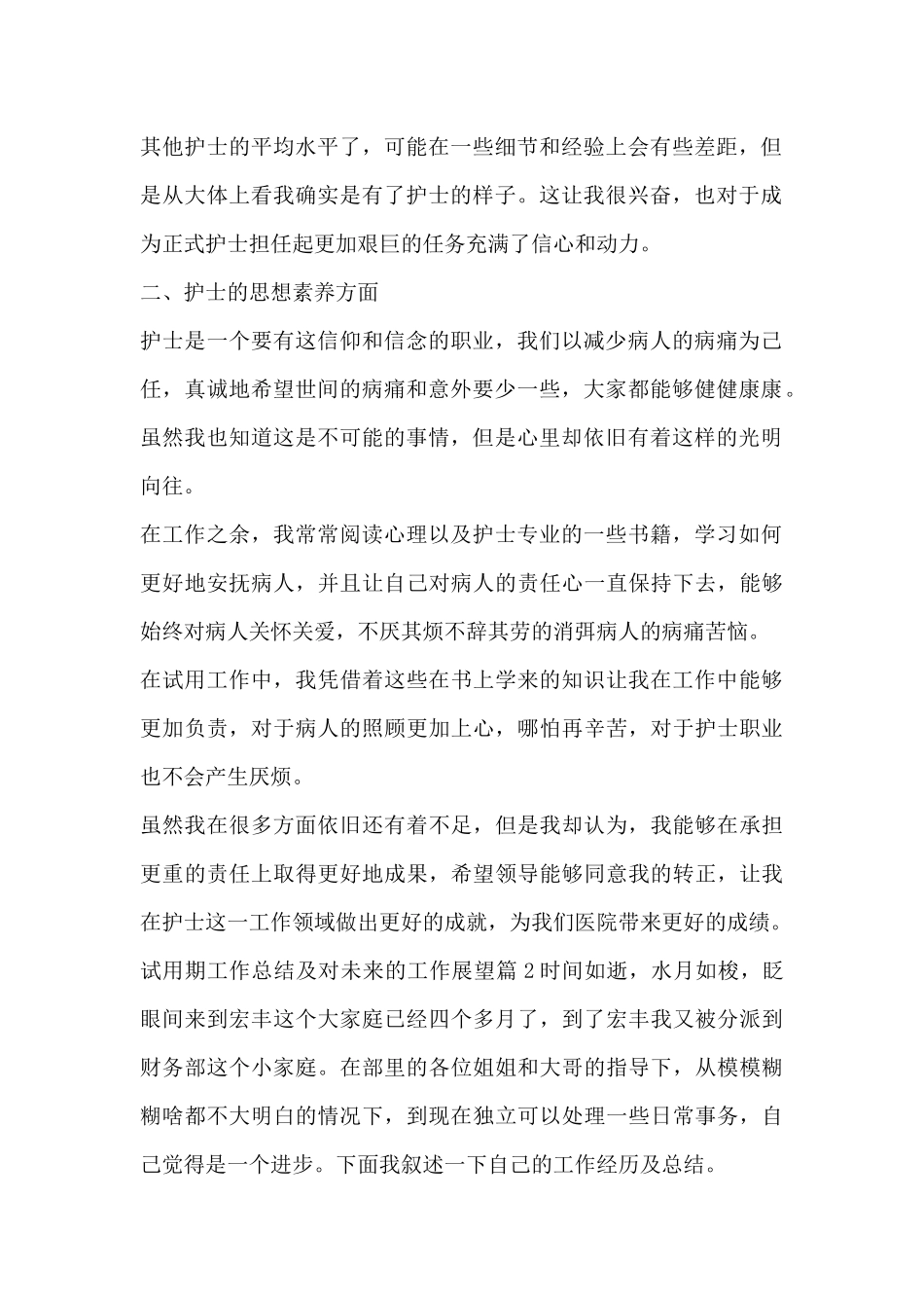 试用期工作总结及对未来的工作展望9篇_第2页