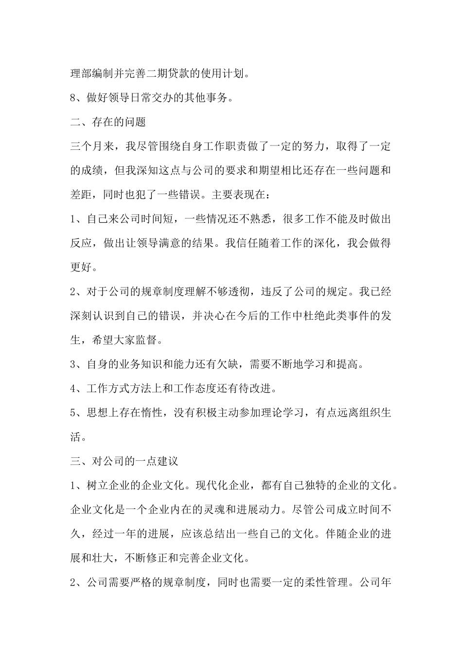 试用期工作总结和后期工作计划8篇_第2页