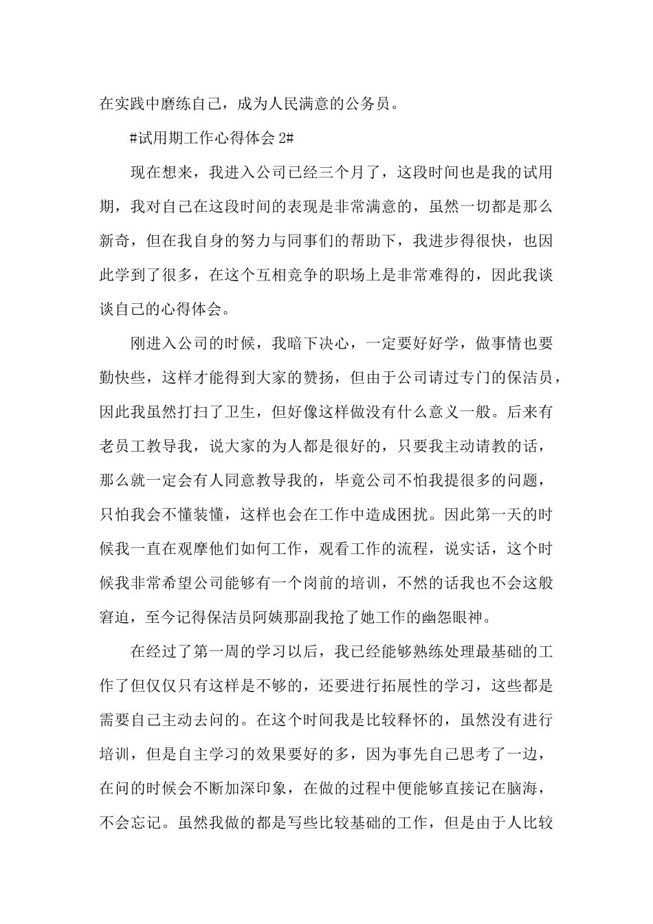 试用期工作总结和个人心得5篇_第3页