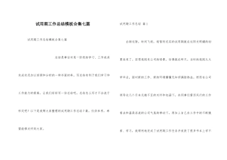 试用期工作总结模板合集七篇