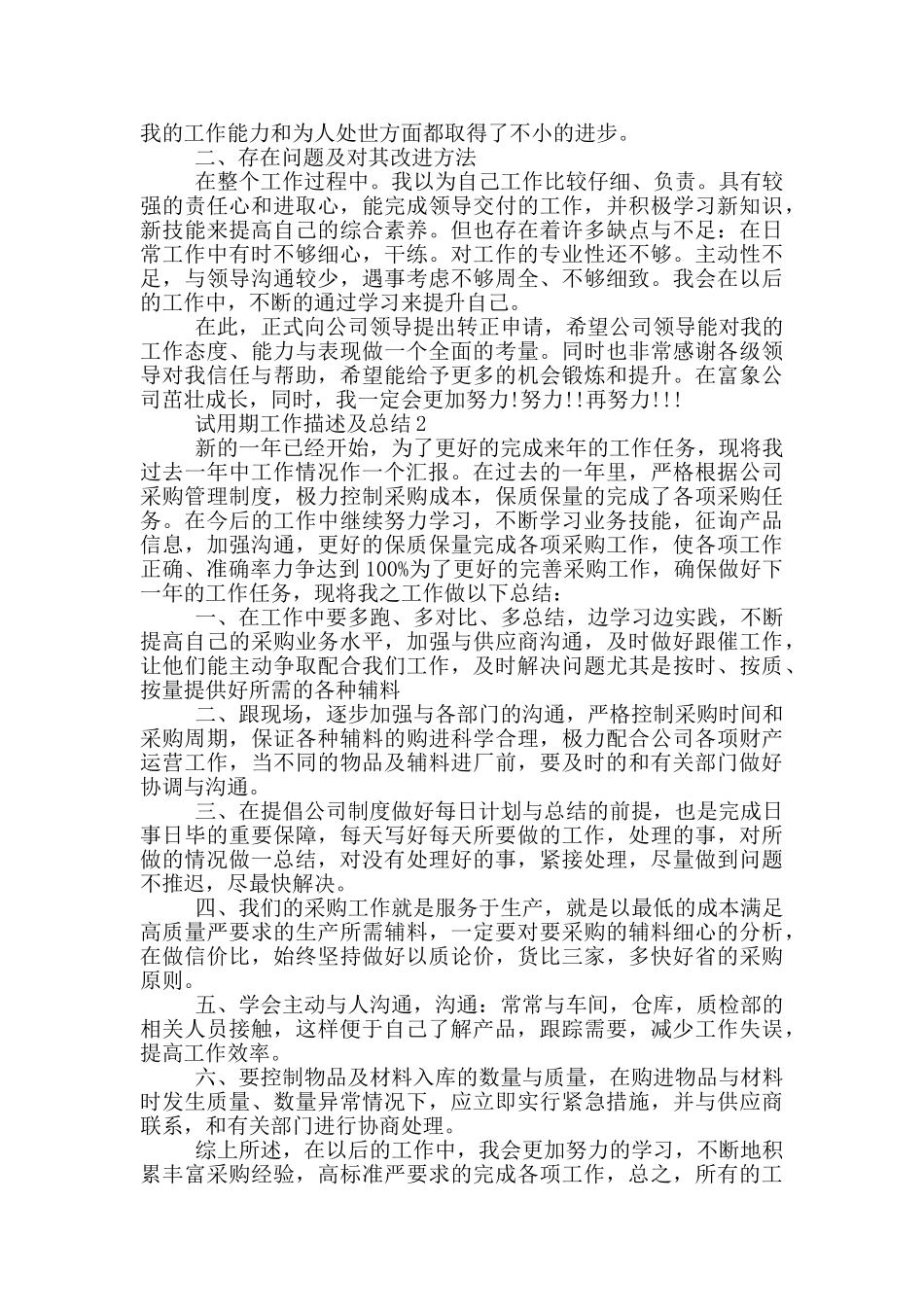试用期工作描述及总结_第2页