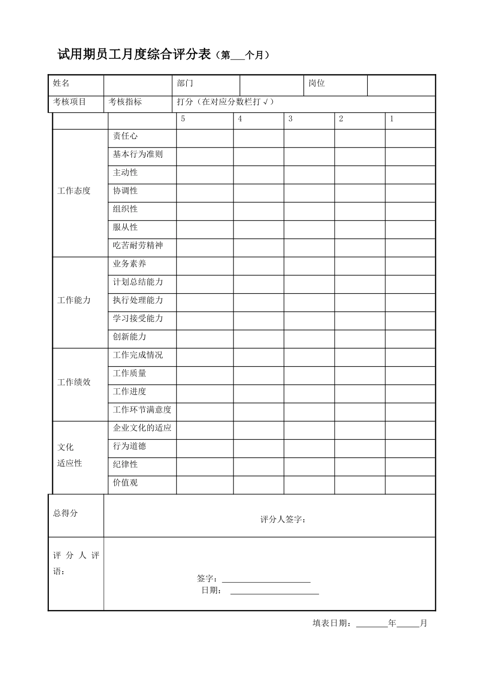 试用期度考核表_第2页