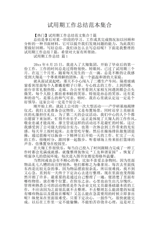 试用期工作总结范本集合