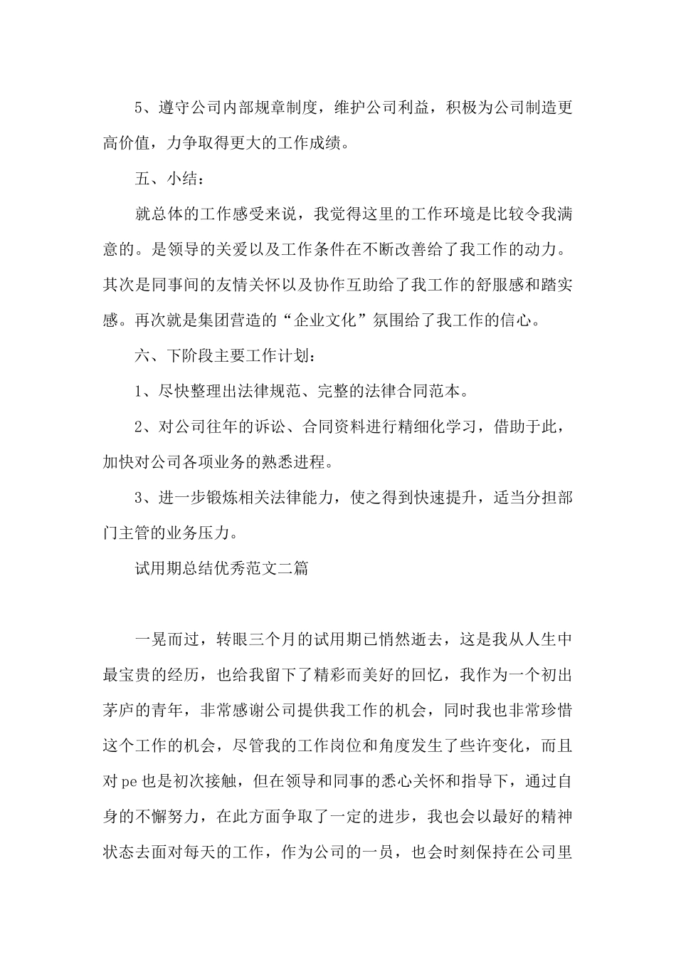 试用期总结优秀范文三篇_第3页