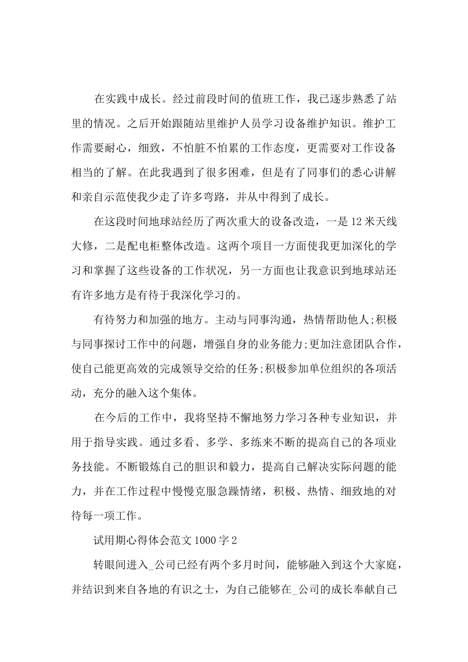 试用期心得体会范文1000字5篇_第2页