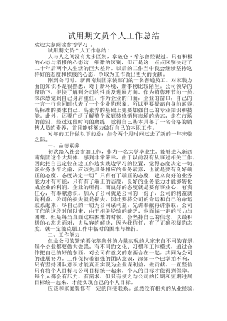 试用期文员个人工作总结