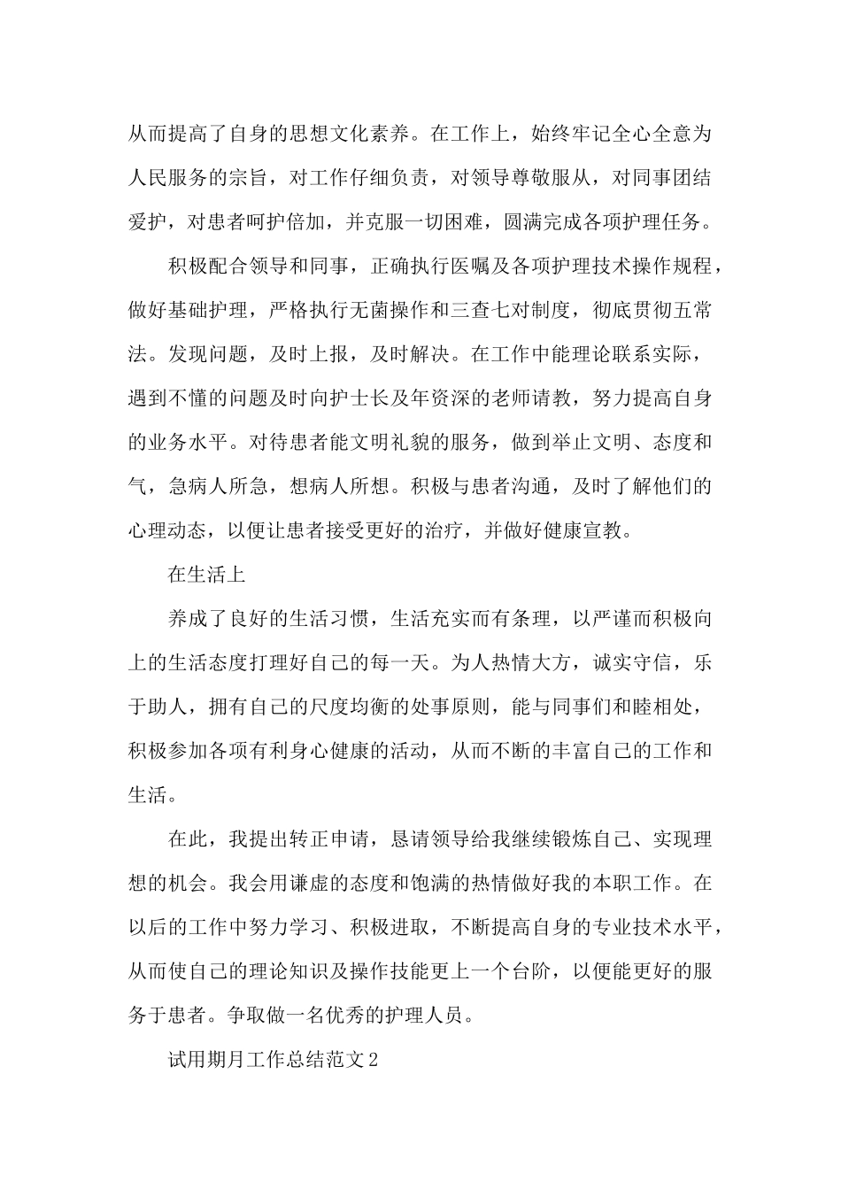 试用期月工作总结范文_第2页