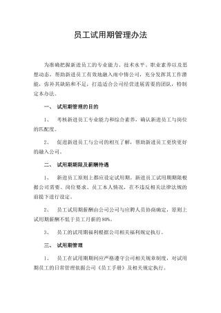 试用期管理办法及试用期考核表格