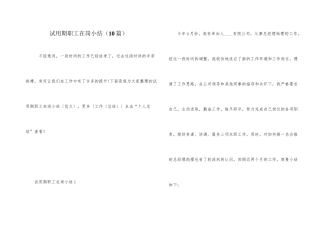 试用期职工在岗小结