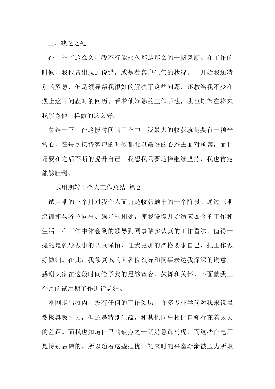 试用期转正个人工作总结_第3页