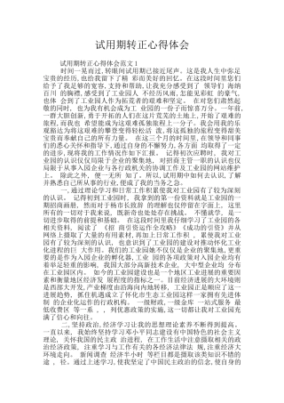 试用期转正心得体会