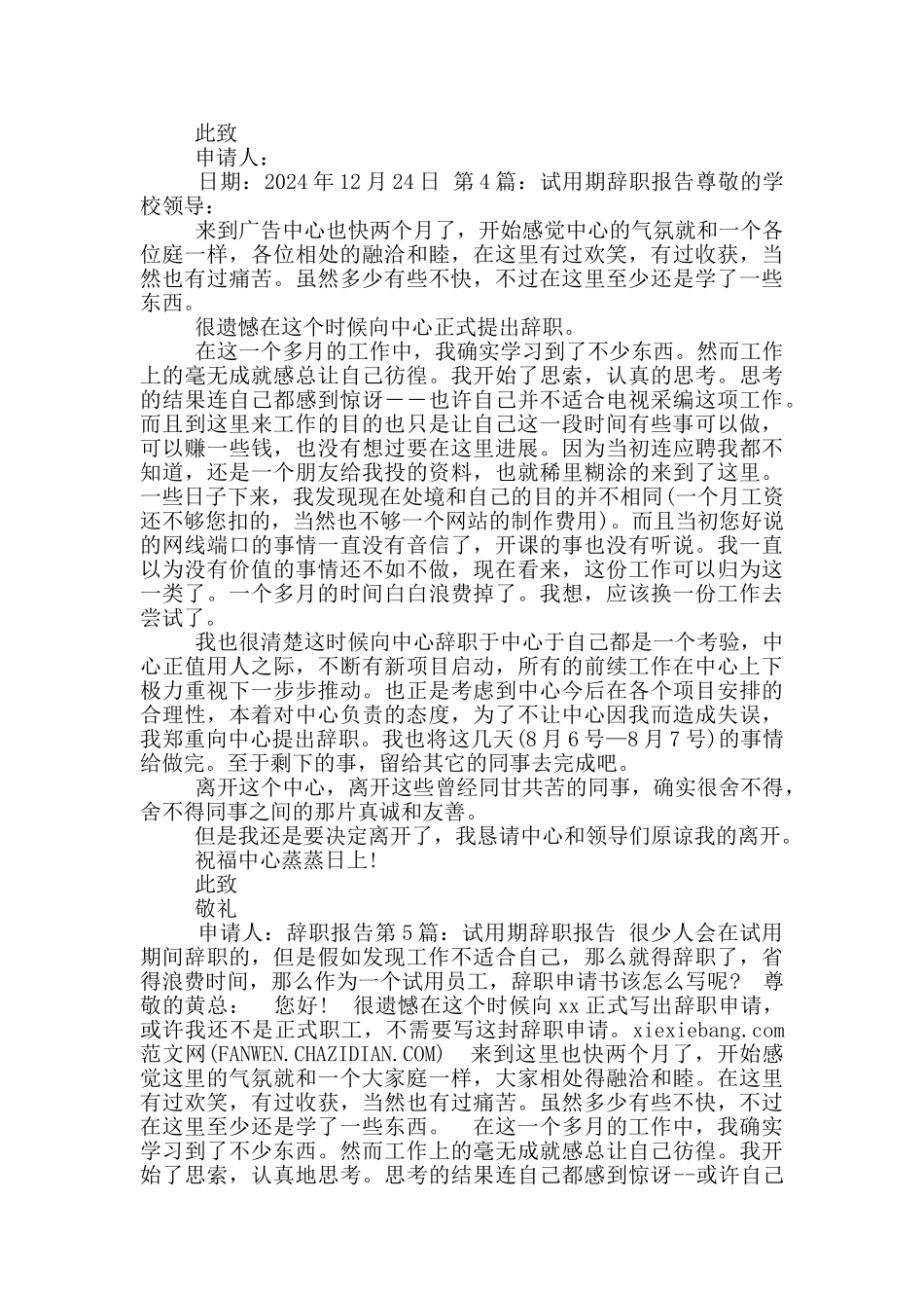 试用期辞职报告_第3页