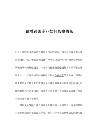 试看跨国企业如何战略成长