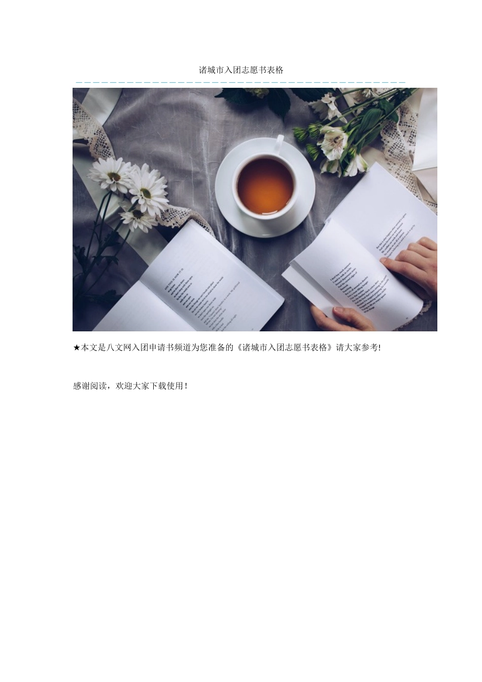 诸城市入团志愿书表格_第1页