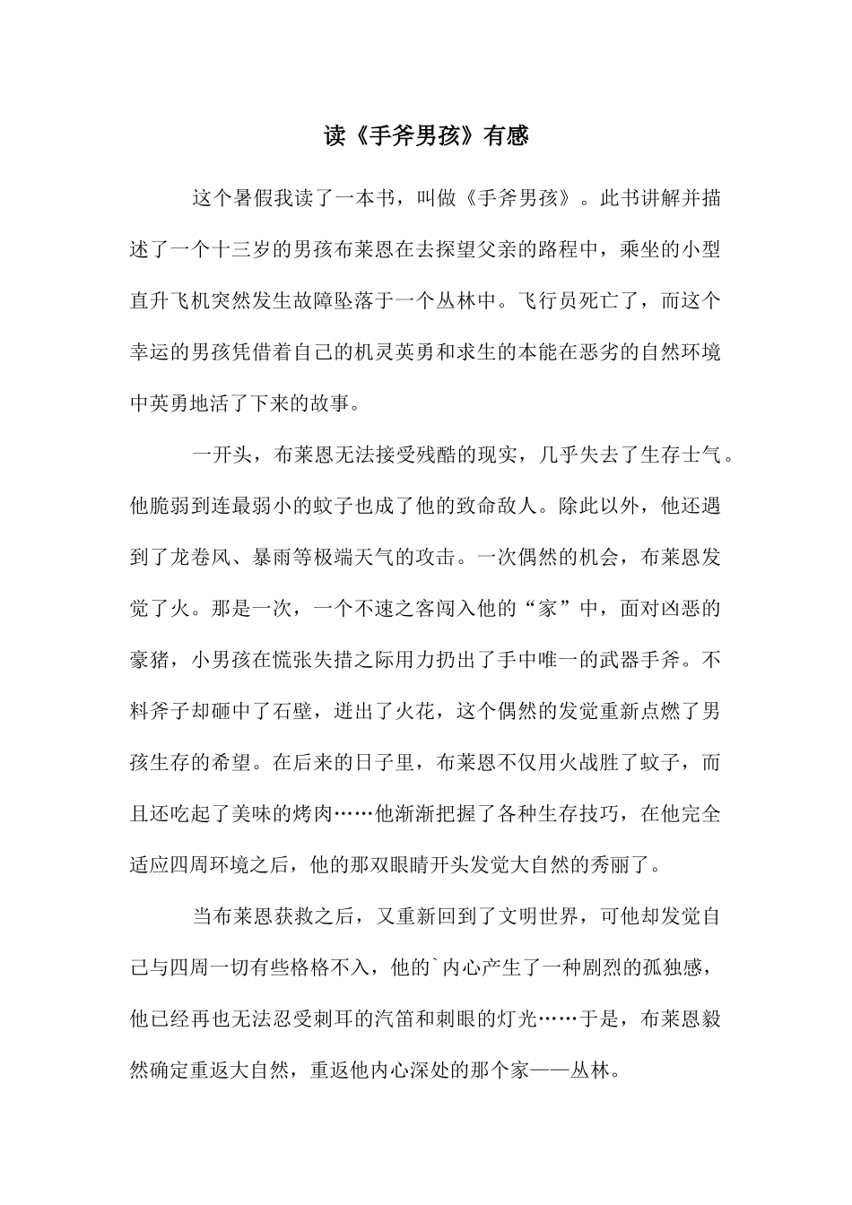 读《手斧男孩》有感_第1页